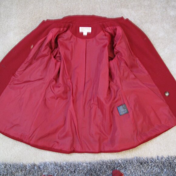 MICHAEL KORS Red Wool Blend Pea Coat - Picture 7 of 10